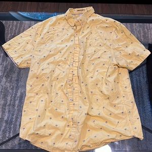 Denim & flower button up polo shirt, shirt, size large